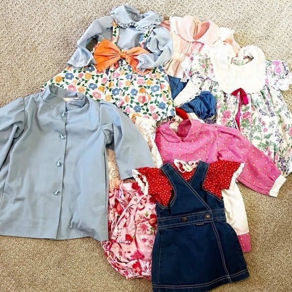 Vintage Toddler Girl Dress Lot Pink Blue 3T 4T Mix Match Calabash Handmade 11Pc - Picture 1 of 13